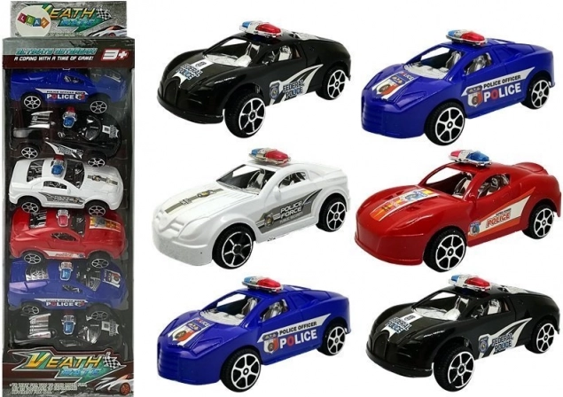 Sada policejních autíček se setrvačníkem 6 ks