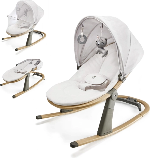 Kinderkraft lehátko a houpátko Elsu Grey do 9 kg se stříškou a hračkami