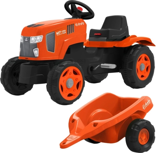 Šlapací traktor FALK Kubota s přívěsem a otevíratelnou kapotou 2–6 let