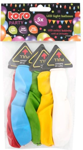 Svítící LED balónky TORO, sada 5 ks