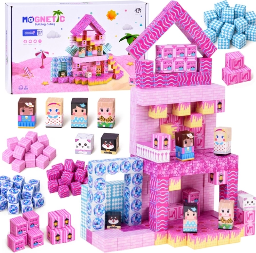 Magnetické kostky domek – konstrukční kostičky a pixely, 261 dílků