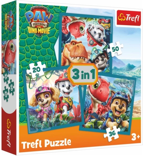Puzzle 3 v 1 Tlapková patrola Paw Patrol Dino Movie dinosauří ostrov