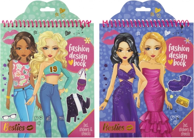 Návrhářská módní kniha Besties se samolepkami a šablonami