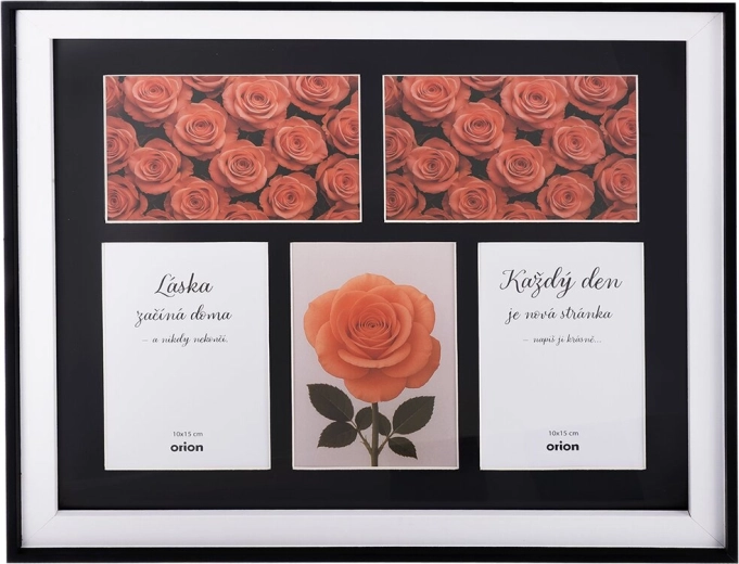 Dřevěný kolážový fotorám na 5 fotografií 10 × 15 cm, černý