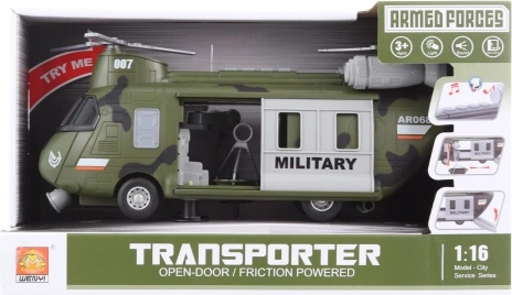 Vojenská helikoptéra na baterie 1:16 se světly a zvuky