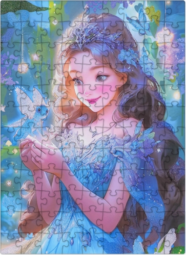 Puzzle Modrá víla se třpytkami, 100 dílků