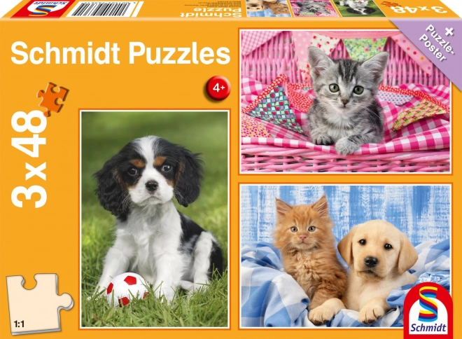 Puzzle moje oblíbená zvířátka 3x48 dílků