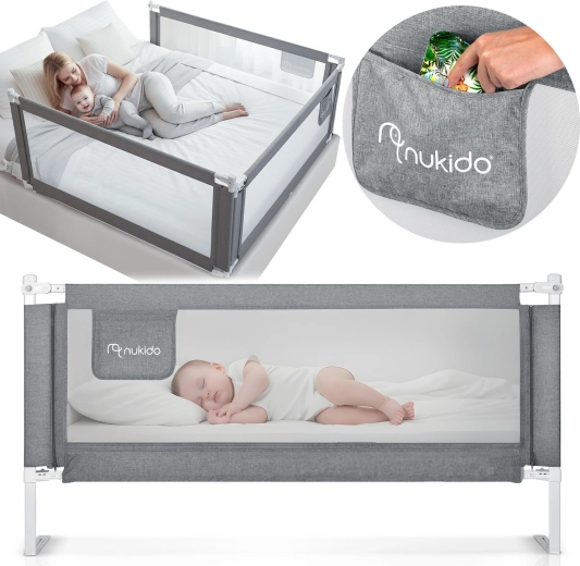 Nukido bezpečnostní zábrana k posteli 200 cm šedá