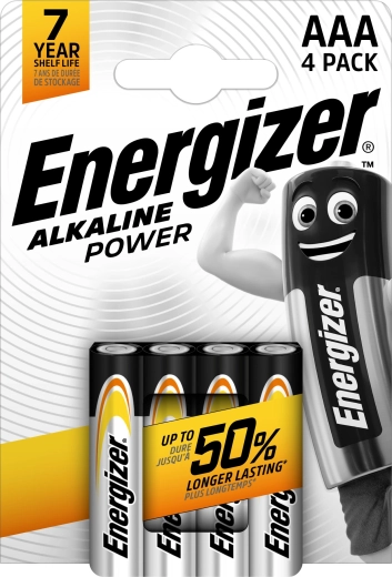 Energizer Alkaline Power AAA mikrotužkové baterie, 4 ks
