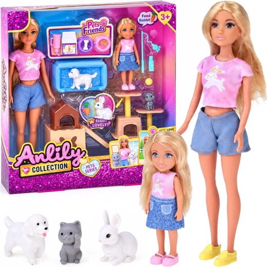 Anlily sada panenek se zvířátky a doplňky