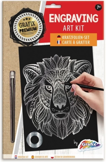 Stříbrný škrabací obrázek lev GRAFIX