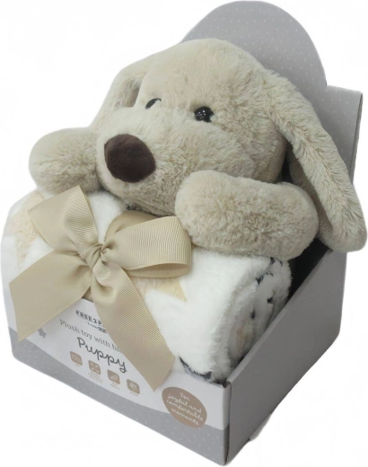 Free2Play plyšová hračka s dekou puppy brown/white