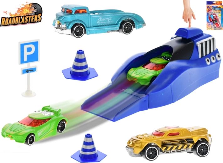 Roadblasters sada vystřelovacích autíček s dopravními značkami, 3 ks
