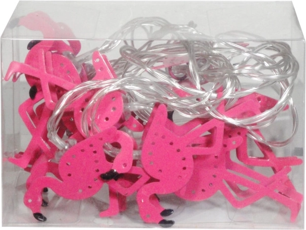 Barevné kovové světelné řetězy ve tvaru plameňáků