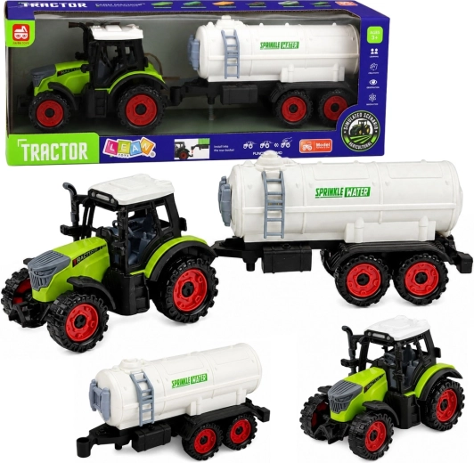Dětský farmářský traktor s cisternou na setrvačník 34 cm