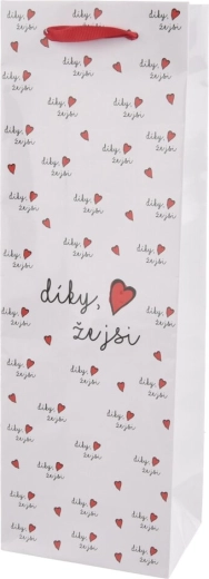 Dárková papírová taška na víno „Díky, že jsi“ 12 × 9 × 36 cm