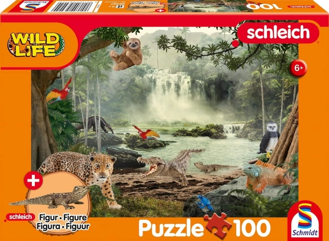 Puzzle SCHLEICH v deštném pralese 100 dílků s figurkou