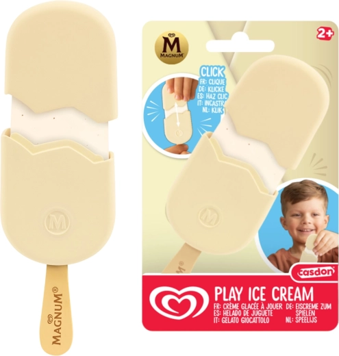 Casdon Magnum classic white – hračkový nanuk na dřívku v polevě z bílé čokolády