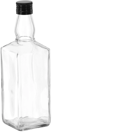 Skleněná láhev na whisky 500 ml s kovovým šroubovacím uzávěrem 28 mm