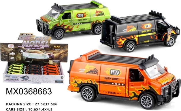 Kovový policejní dodávkový model 1:32 s funkcí zpětného chodu