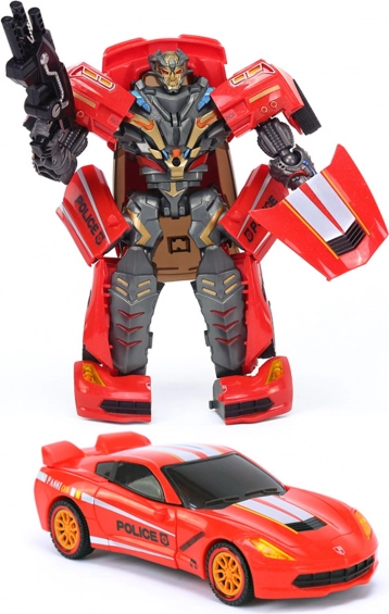 Autorobot se světlem a zvukem 20 cm – transformující policejní auto