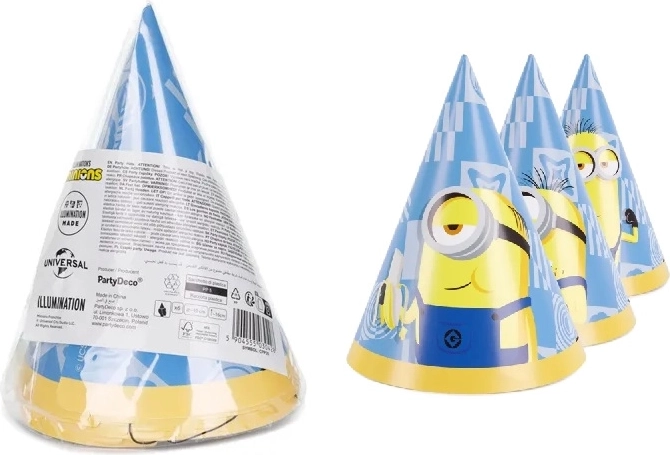 Papírové párty čepičky Minions 16 cm, 6 ks