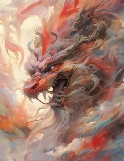 Diamantové malování Červený drak 30 × 40 cm