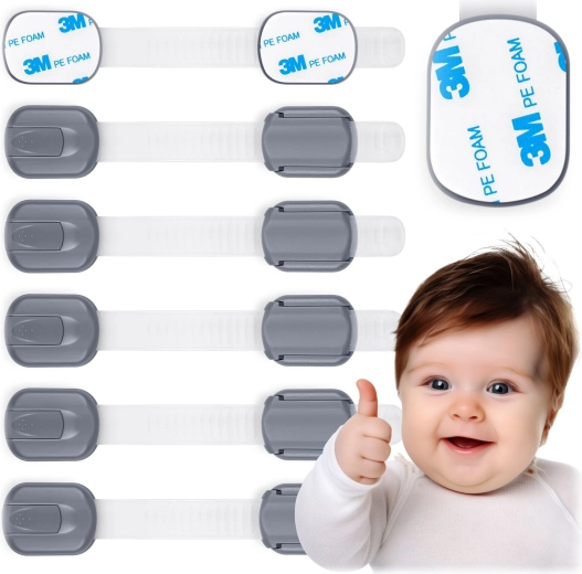 Dětské bezpečnostní zámky na skříňky RICOKIDS, 6 ks, šedé