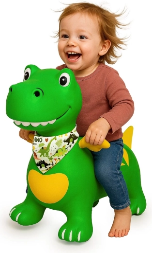 Skákací dinosaurus s křídly HoppyDoo zelený s pumpičkou