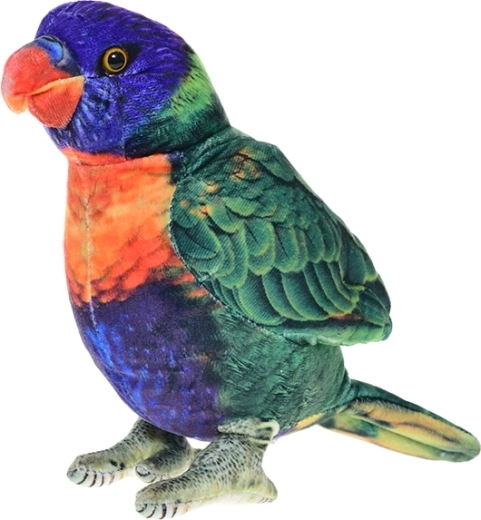 Plyšový papoušek lori 23 cm – stojící dekorace a hračka pro děti