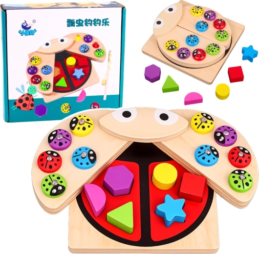 Dřevěná Montessori vkládačka beruška s magnetickým lovením