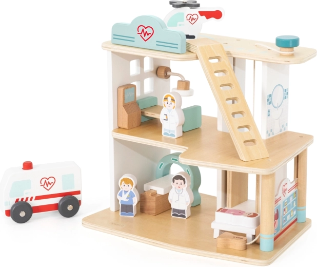 Viga Toys dřevěná nemocnice s příslušenstvím