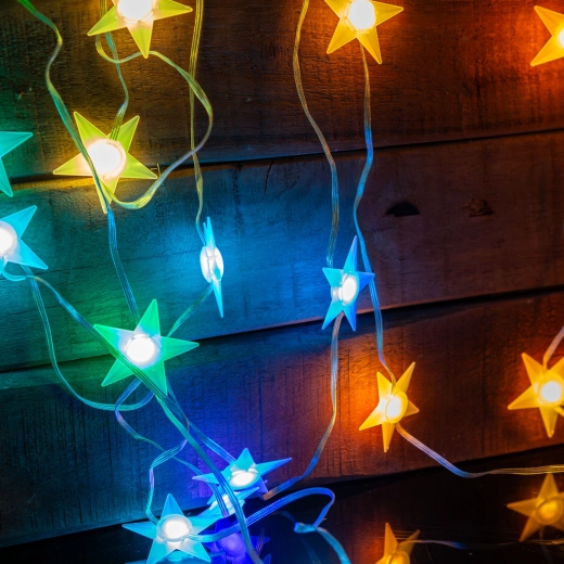 Chytrý RGB LED světelný řetěz s hvězdami USB 5 m Bluetooth