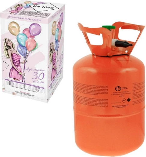 Jednorázová lahev s héliem na 30 balónků (9")
