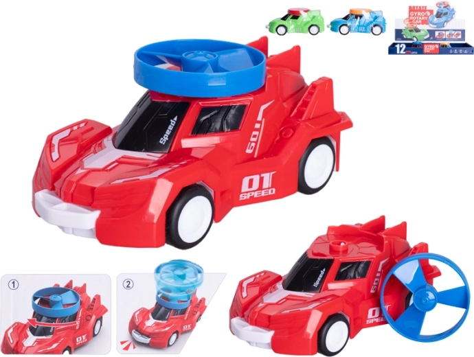 Sportovní autíčko na setrvačník se spinnerem, 14 cm