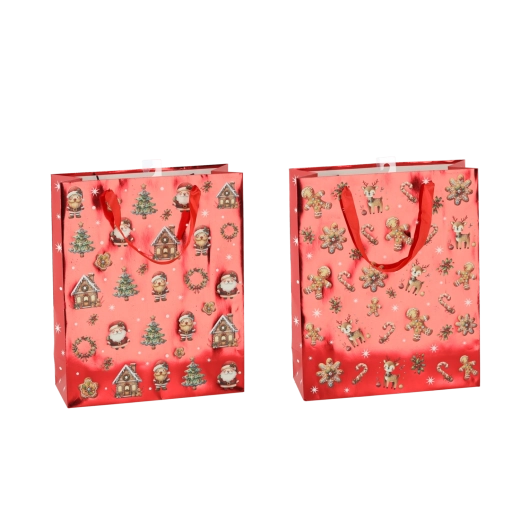 Vánoční dárková taška Perníčky 26 × 32 × 10 cm, balení 12 ks
