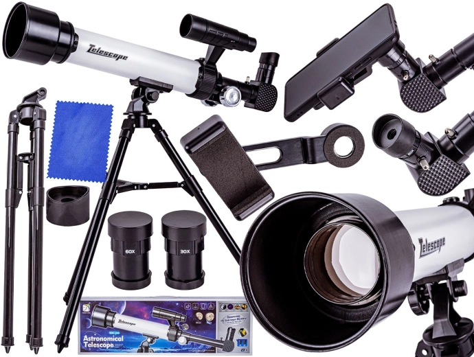 Astronomický teleskop se stativem pro začátečníky s příslušenstvím