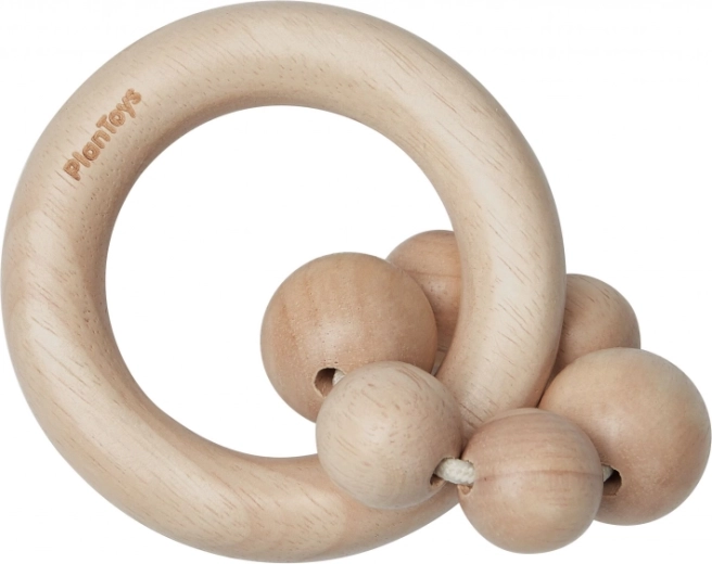 PlanToys dřevěné chrastítko s korálky přírodní