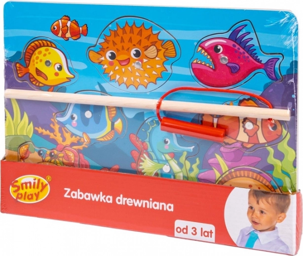 Dřevěné magnetické puzzle Rybolov pro děti