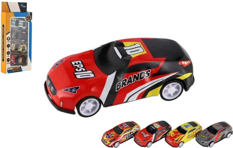 Sada mini závodních autíček na volný chod, 4 ks