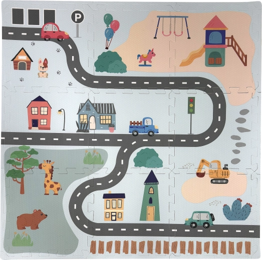 Humbi edukativní pěnová podlahová puzzle podložka město 9 dílů