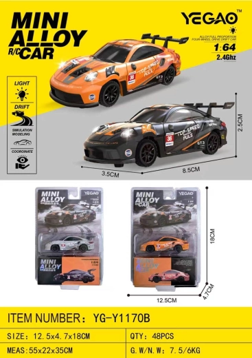 Rádiem ovládané mini auto na drift 1:64 top speed oranžové - 1 kus