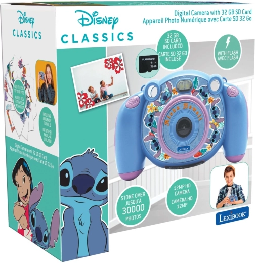 Lexibook dětská HD kamera a fotoaparát Stitch s SD kartou