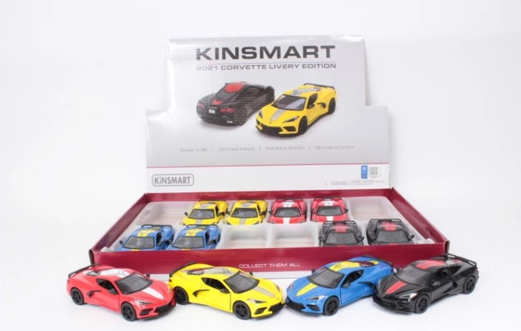 Chevrolet Corvette 2021 kovový model auta 1:36 s pull back pohonem