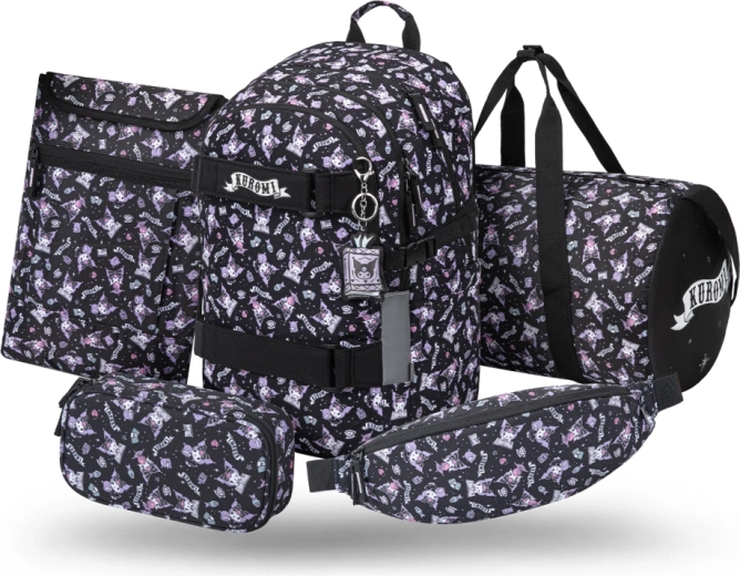 Set 5 Baagl Skate Kuromi black – batoh, penál, sportovní taška, ledvinka a obal na notebook
