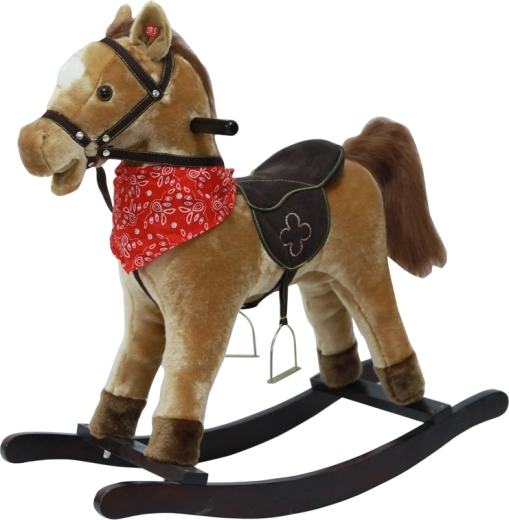 Houpací kůň světle hnědý se zvuky a pohyblivou tlamou