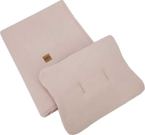 EKO mušelínová sada do postýlky 2dílná powder pink 30 × 40 cm a 75 × 100 cm