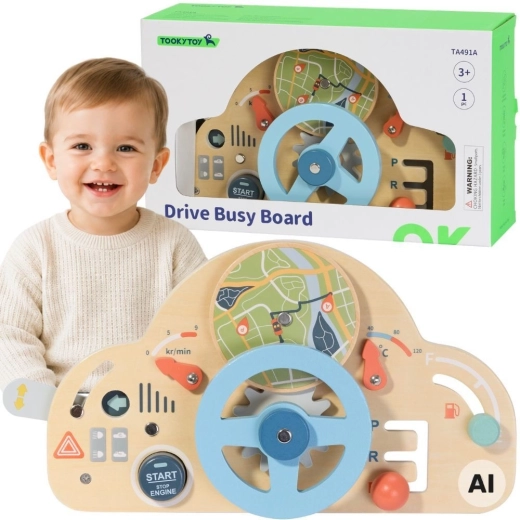 Tooky toy dřevěný vzdělávací volant pro děti 3+