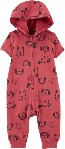 Carter's bavlněný overal na zip bez nožiček s krátkým rukávem Red Dog pro kluky 3 m