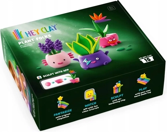 TMT HeyClay kreativní modelovací hmota pro děti Zielona ekipa (Zelená parta) – akční balení 15 ks